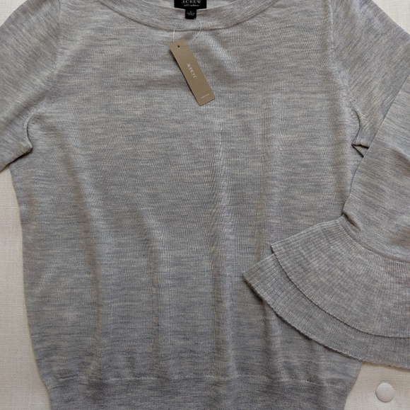 J. Crew 100% Cashmere Ruffle-Sleeve Sweater Large - Picture 4 of 6